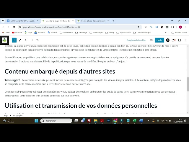 Générer et modifier une page de confidentialité sur Wordpress | Wordpress | BTS NDRC class=