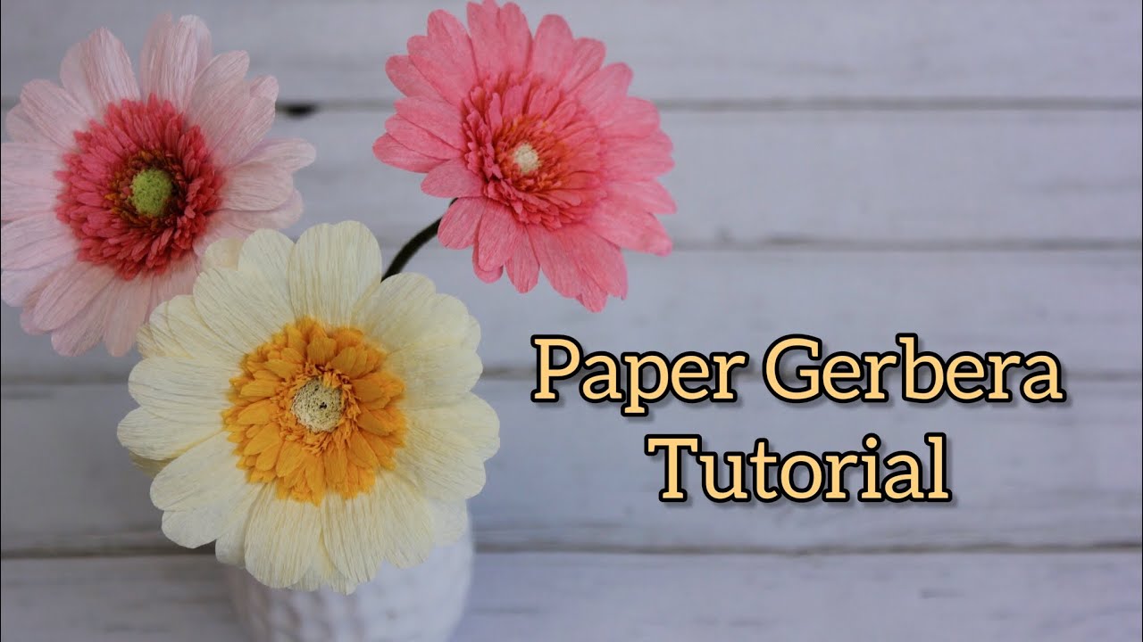 Crepe paper Gerbera tutorial | How to make paper daisy | DIY flower decor