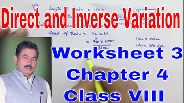 Direct and Inverse Variation Worksheet 3 Class VIII DAV