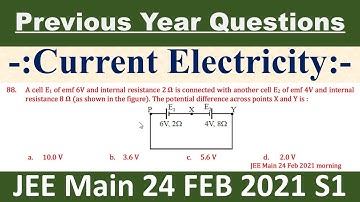 A cell E1 of emf 6V and internal resistance 2 Ω is connected with another cell E2 of emf 4V and inte