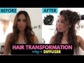 Diffuser on Straight Hair - Transformation to Curly