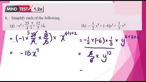 Form 3 KSSM Mathematics Chapter 1: Indices (1.2 Law of indices) Mind test 1.2a, Mind test 1.2b