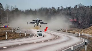 Incredible! Swedish Gripen Jet Pilot Mysterious Emergency landing on the highway
