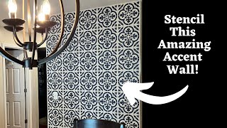 Stenciling An Accent Wall With A Tile Stencil Using Cutting Edge Stencils Felicity Tile Stencil!