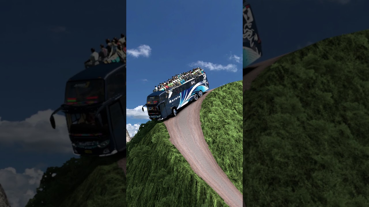 Overloaded Bus Nearly Crashes on a Dangerous Road 