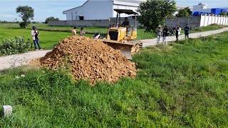 Incredible!! START NEW Project! Powerful Bulldozer KOMATSU And 5T Dump Trucks Moving stone and soil