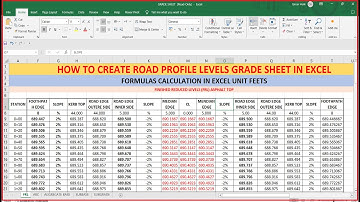 HOW TO CREATE ROAD PROFILE LEVELS GRADE SHEET IN EXCEL. | Land Surveying |