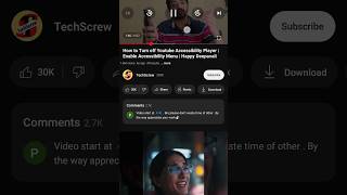 😭How to remove play pause button YouTube video🙏 | How to turn off YouTube Accessibility Player 🔥