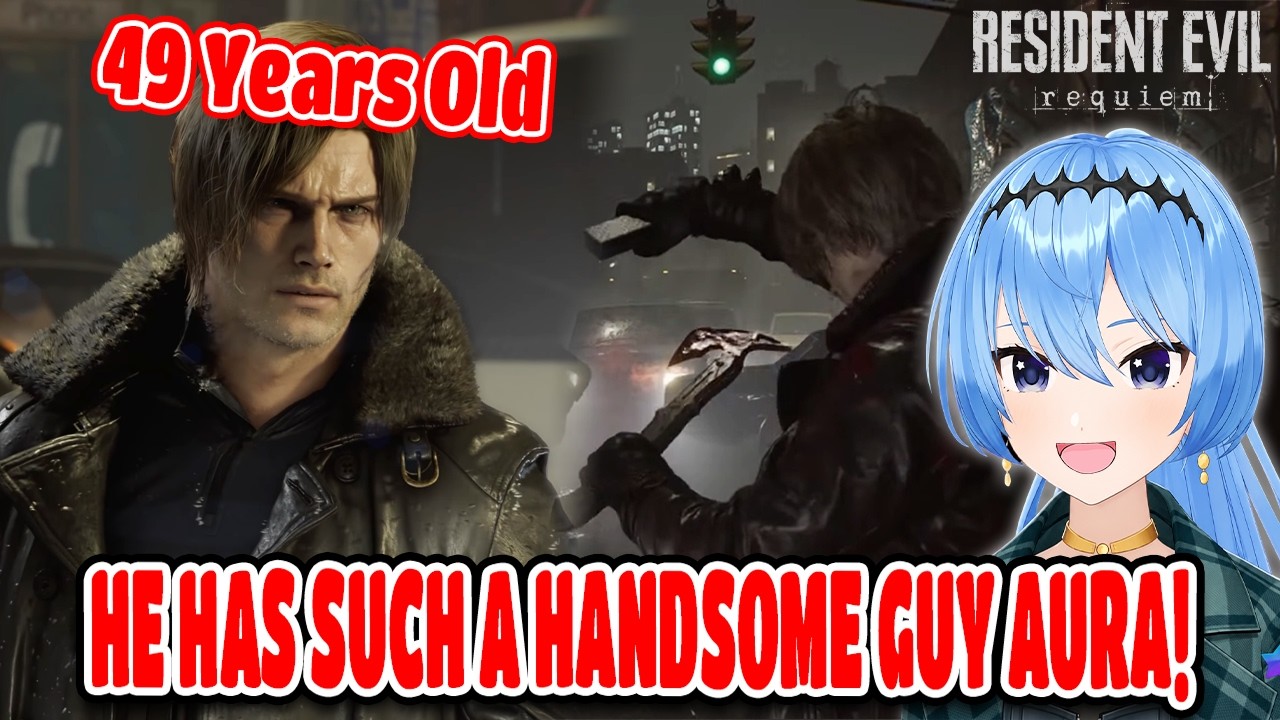 Suisei Reaction To 49-Year-Old Leon In Resident Evil Requiem Hololive【ENG SUB】