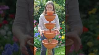 DIY Vertical Terracotta Planter Tower | Amazing Garden Decoration Idea #craftideas
