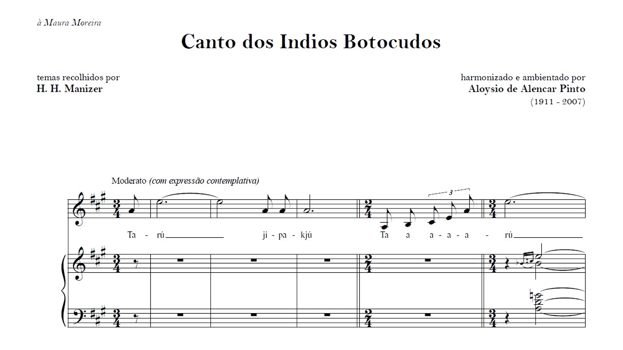 Aloysio de Alencar Pinto (harm.) - Canto dos Índios Botocudos (M. Moreira, canto; G. Parente, piano)