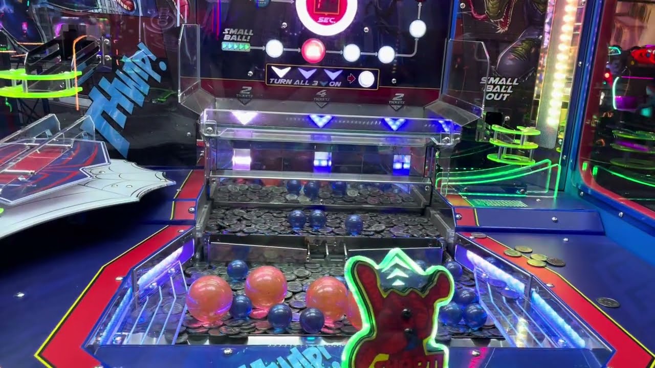 Spider Man Coin Pusher Machine At Dave & Buster’s Warren Ohio January 18, 2026