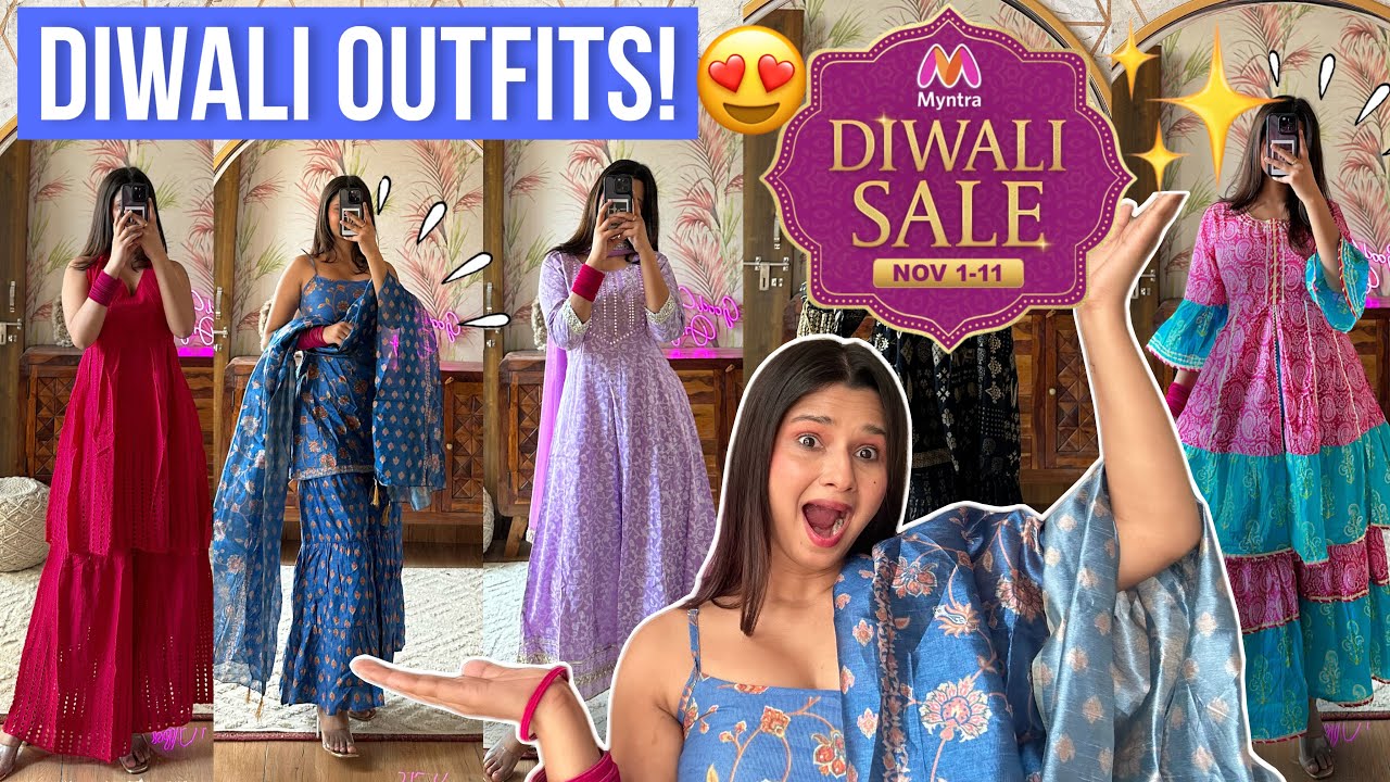 HUGE Myntra Diwali Sale Haul!😍✨50-90% OFF😱Diwali Outfit Ideas! Try On Haul || Rupal Yadav
