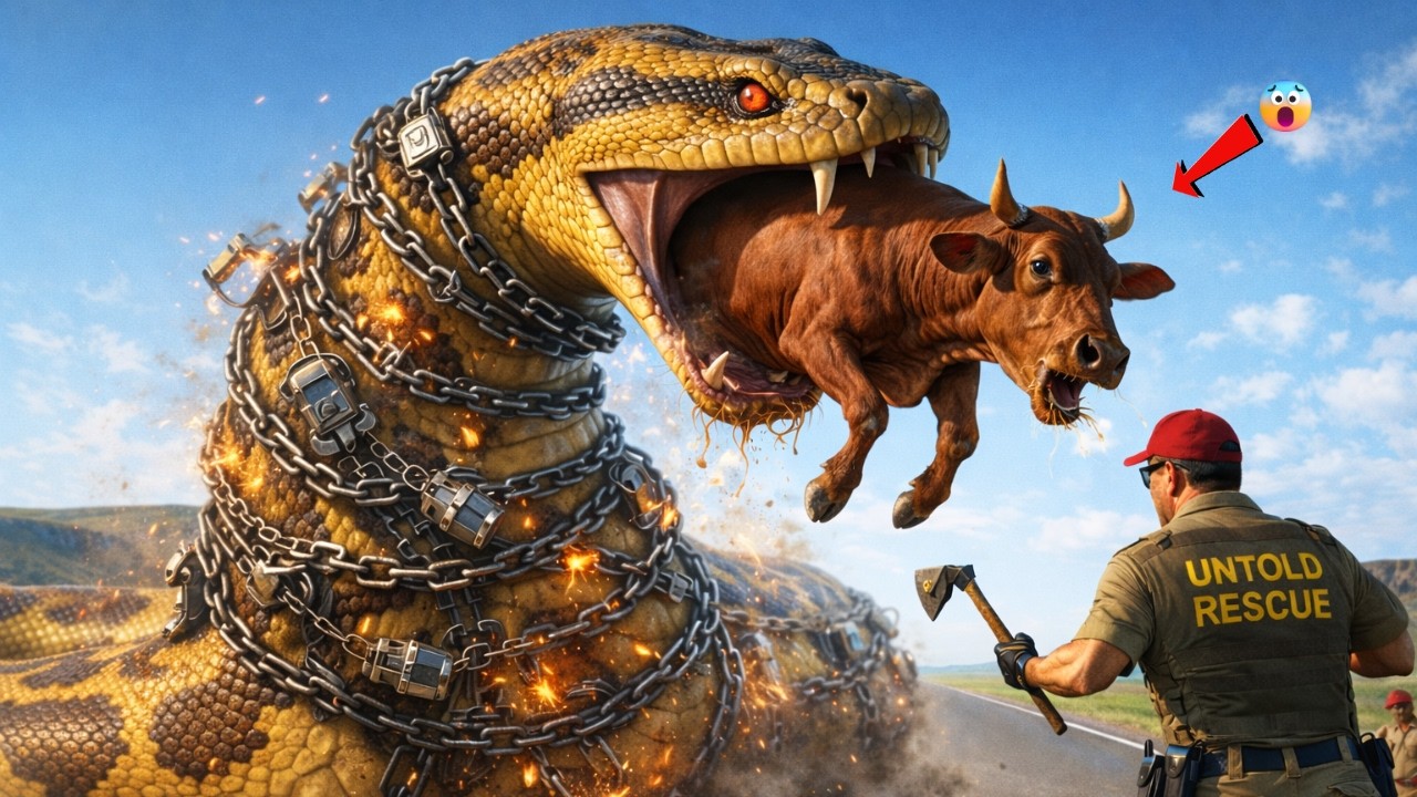 Heroic Rescue Team Saves Helpless Cow from GIANT Python Attack 🐄🐍