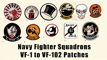 U.S. Navy Fighter Squadron Patches VF-1 "Wolfpack"to VF-102 "Diamond Back" , Vietnam Era.