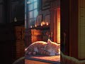 Crackling Fire & Sleepy Cat 🔥🐱 Cozy Night Ambience #Shorts #cracklingfire #sleep #cozynights