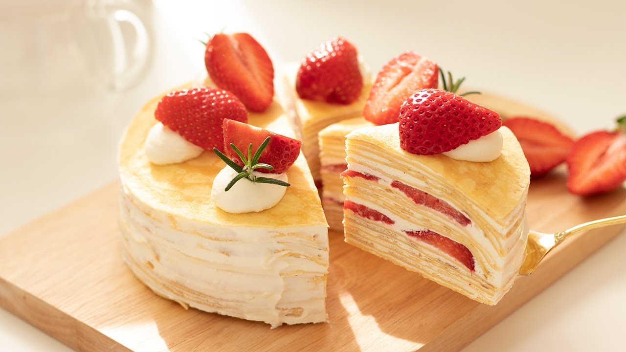 いちごのミルクレープの作り方 Strawberry Crepe Cake Hidamari Cooking Youtube