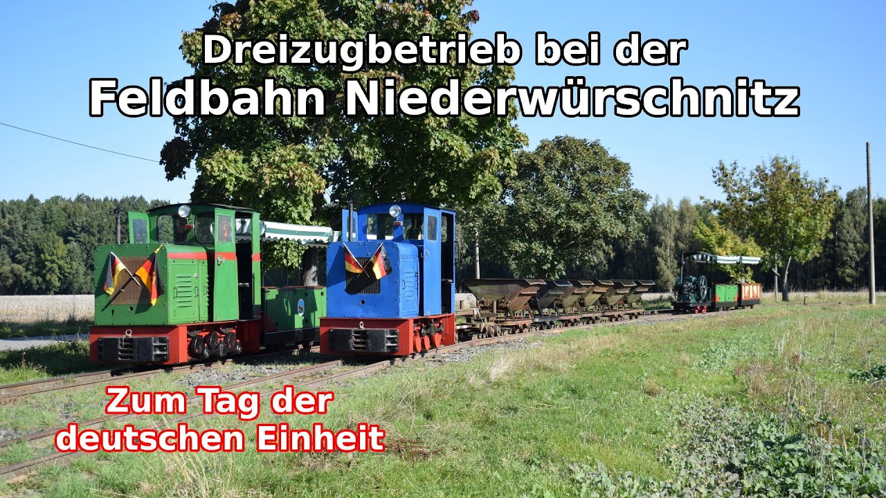 Dreizugbetrieb zum Tag der deutschen Einheit bei der Feldbahn Niederwürschnitz