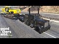 GTA 5 Real Life Mod #187 Peterbilt Hauling A Excavator On An Lowboy Trailer To A Construction Site
