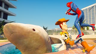 Gta 5 Spiderman Vs Woody From Toy Story Water Ragdolls (Gta 5 Water Fails, Funny Moments)