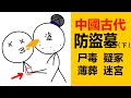 中國古代防盜墓（下）|除了冷兵器外，還有很多防盜方法|尸毒，疑冢，薄葬，迷宮|中國古代怎麼防止盜墓的|為什麼用水銀硃砂放在墓裡|秦始皇地宮的水銀從哪來|為什麼要在墓裡放水銀|曹操72疑冢之謎|古代墓毒