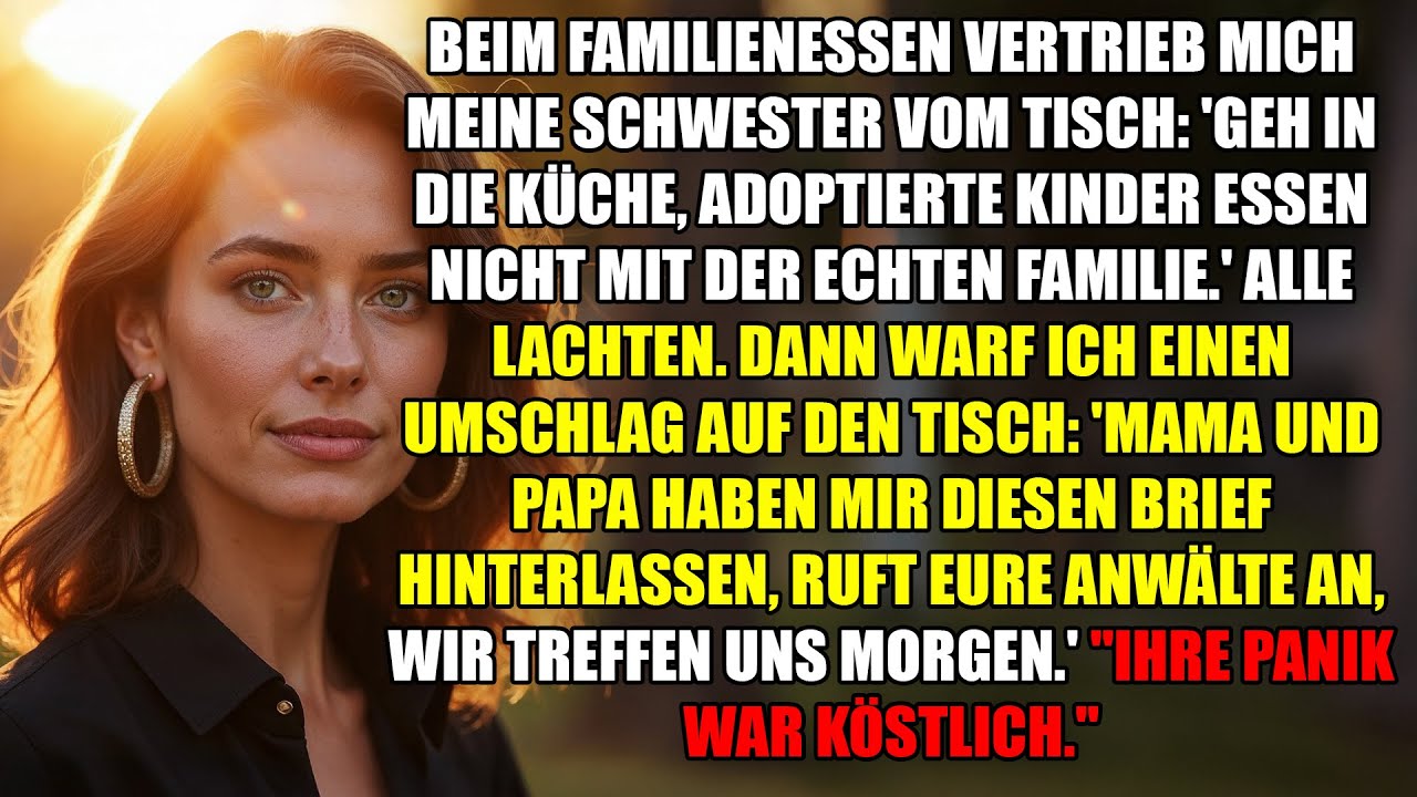 Beim Dinner sagte meine Schwester: „Such dir einen anderen Tisch, Adoptivkinder verboten.