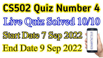 CS502 Quiz No 4 Finished | CS502 QUIZ NO.4 @LearningWithAbidAli