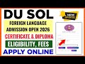 🔥 DU SOL Foreign Language Admission Open 2026 | SOL Admission Starts_Foreign Language Courses 2026