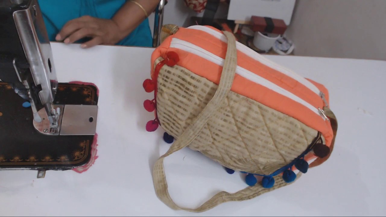 बचे हुए पीस से बनाइये साइड बैग/HOW TO MAKE SEMI CIRCLE BAG BY LEFT OVER QUILTED PIECES