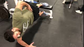 EricCressey.com: 1-leg Side Bridge, Top Leg on Bench