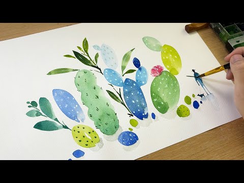 'Cactus' Painting Easy & Simple / Watercolor Painting