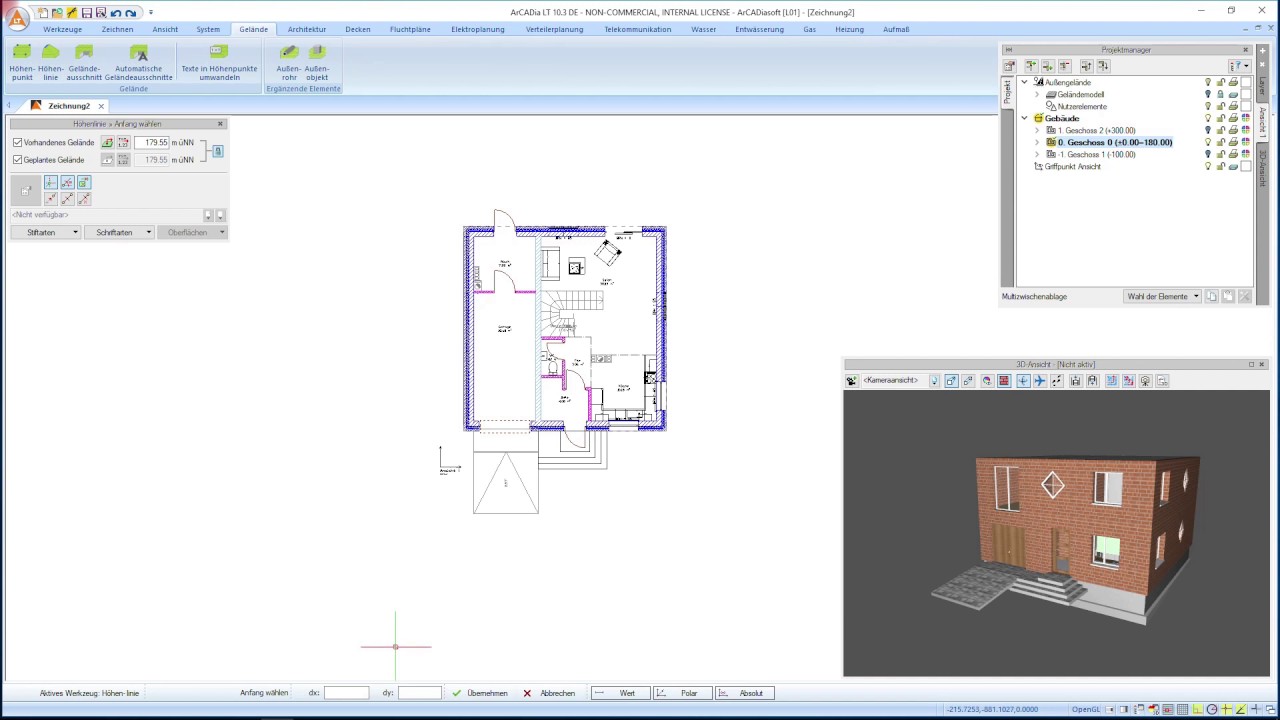 ArCADia-ARCHITEKTUR BIM CAD Gelände definieren - YouTube