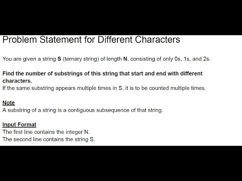 Find the number of substrings of this string that start and end with different characters.