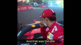 Charles Leclerc reacts to Carlos Sainz qualifying crash...