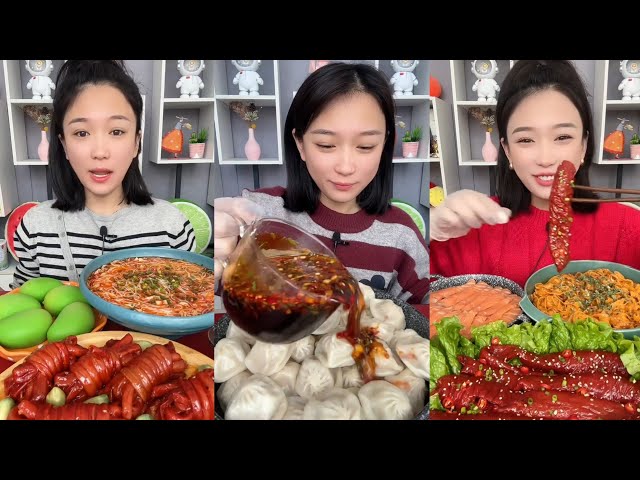 ASMR MUKBANG CHINESE SPICY EATING SHOW.[MZG eat@ #asmr #yummy#food#eating#spicy#beef #pork#185 class=