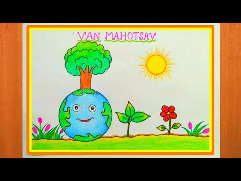 Save Tree Save Earth Drawing Easy/Save Earth Save Tree poster/ वन महोत्सव  पर चित्र बनाना सीखें - YouTube