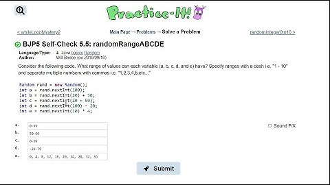 Java Practice It || 5.5 randomRangeABCDE || random basics