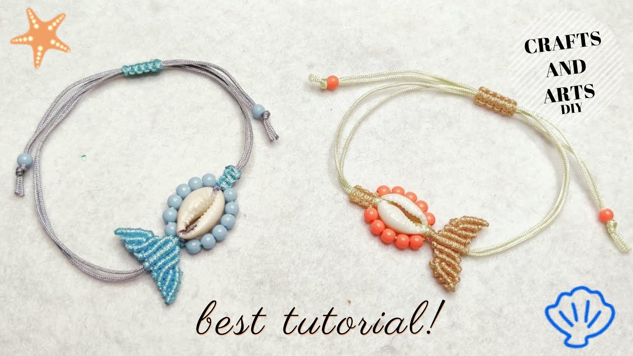 Easy macrame fish tail bracelet with seashell | Εύκολο μακραμέ βραχιόλι ψαράκι με κοχύλι