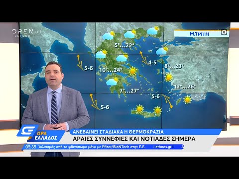Καιρός 27/04/2021: Ανεβαίνει σταδιακά η θερμοκρασία, αραιές συννεφιές και νοτιάδες | Ώρα Ελλάδος
