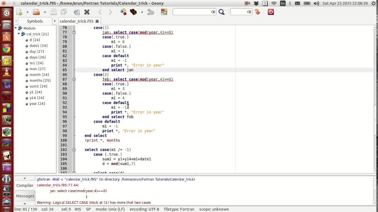 Fortran Tutorials (Revised): 022 : Select and Calendar Trick YouTube