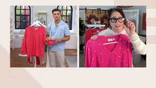 Belle Beach by Kim Gravel Beach Club 100% Cotton Gauze Gold Dot Top on QVC