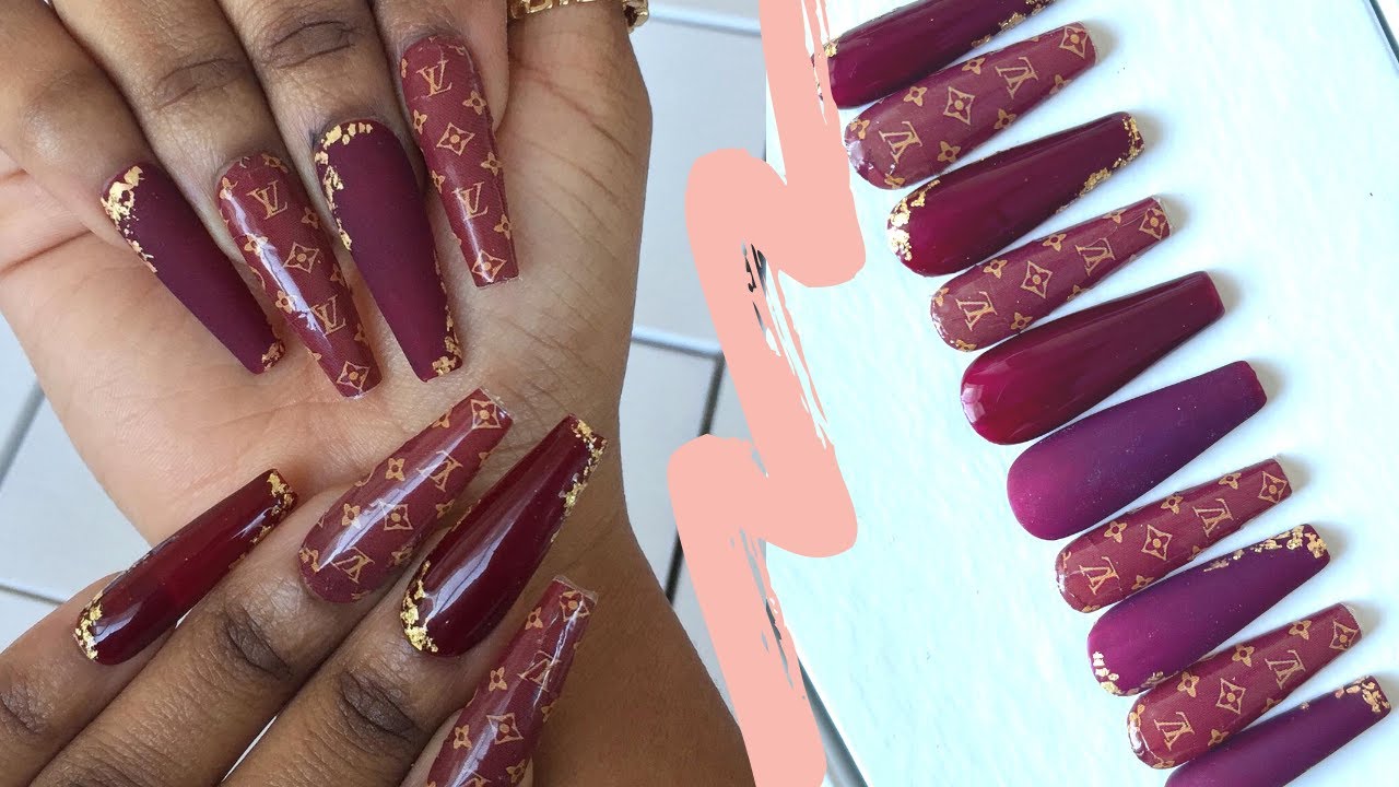 Maroon lv nails