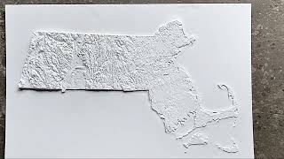 Massachusetts 3D Raised Relief Map by Muir Way