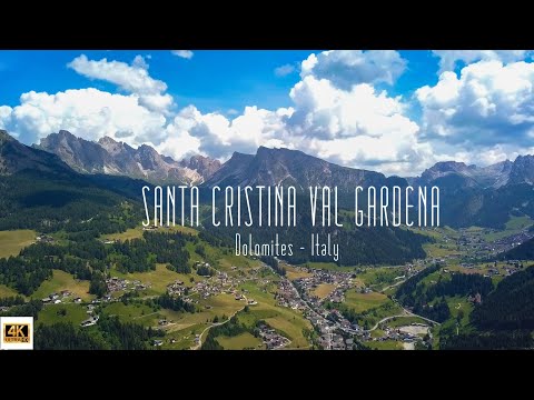 🇮🇹 4K drone video of Santa Cristina Val gardena, Dolomites, Italy.