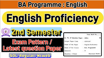 English Proficiency BA Programme : English 2nd Semester question paper du sol #sol_exam #dusolexam