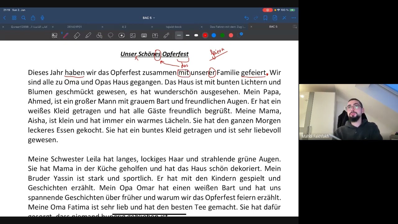 Correction épreuve 5 d'allemand au baccalauréat Tunisie 2024