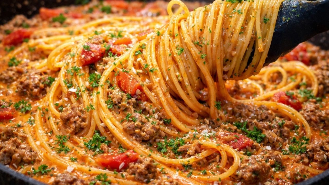 Creamy One-Pan Spaghetti with Beef | Rich & Cozy Dinner Recipe