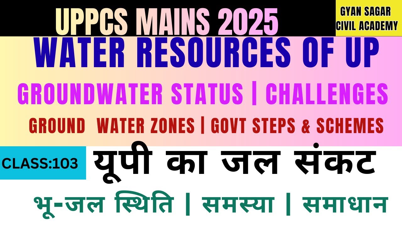 उत्तर प्रदेश के जल संसाधन | भू-जल की स्थिति, क्षेत्र, समस्या व सरकारी योजनाएँ | CLASS 103  |