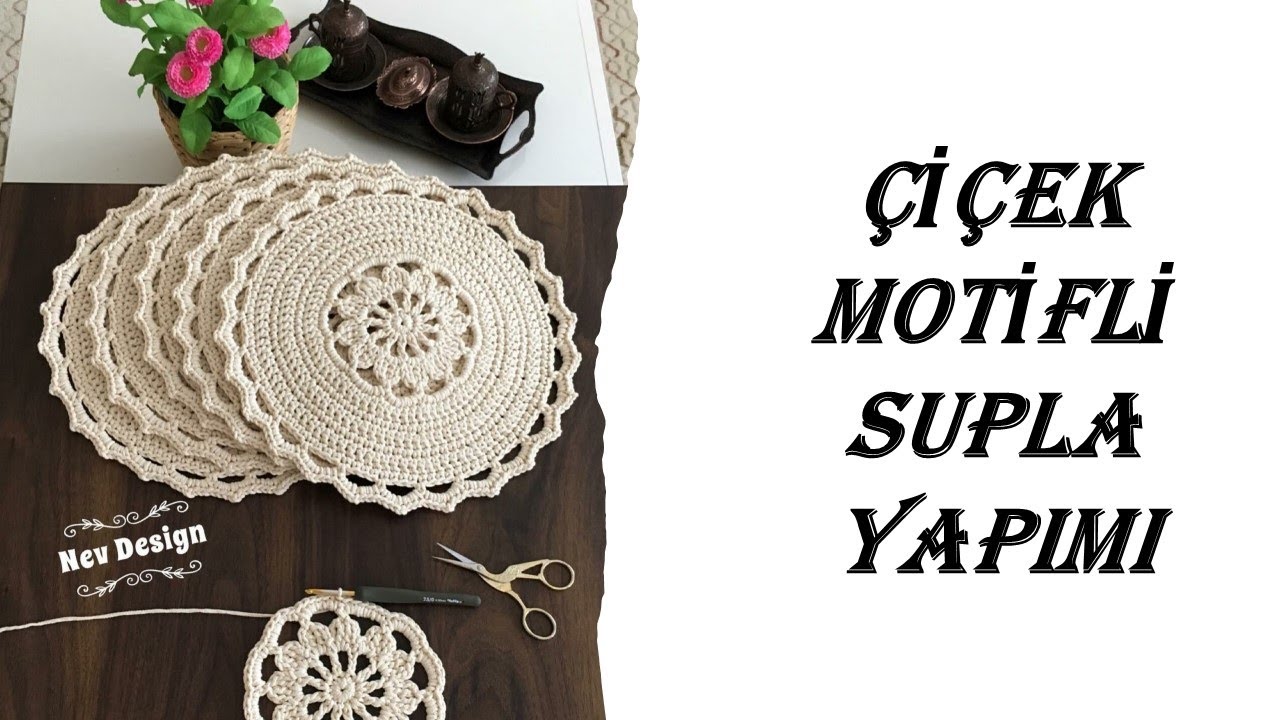 Makrome İpiyle Çiçek Motifli Supla (Amerikan Servis) Yapımı