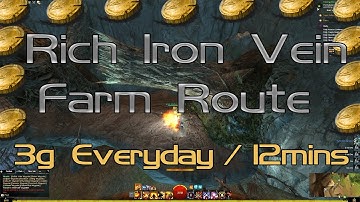 Rich Iron Vein Node Farm Route- GW2 - 3g everyday in 12mins!